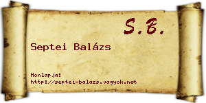 Septei Balázs névjegykártya