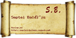 Septei Balázs névjegykártya